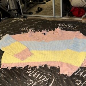 Farmers Girl Colorful Striped Sweater